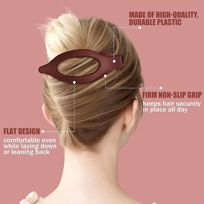 Flat Hair Clips for Women - 6 PCS French Flat Claw Clips Medium Hair Clips for Girls Large Hair Claw Clips for Thick or Thin Hair Strong Hold No Slip Hair Accessories for women (Red)