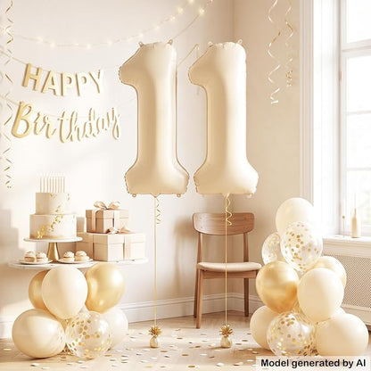 40" Beige Foil Number 11 Balloon - Image 4