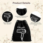 Hair Dryer Bags Bulk, Hairdryers Storage Drawstring Pouch, Blow Dryer Case Container Hairdryer and Styling Tools Accessories Bags for Hotel Home Travel Bathroom 11.8 x 13.7 inch (16 PCS Black)