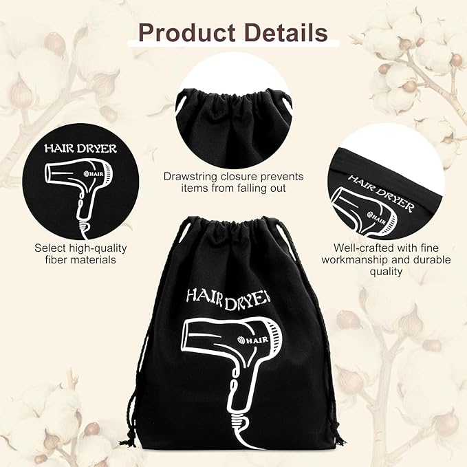 Hair Dryer Bags Bulk, Hairdryers Storage Drawstring Pouch, Blow Dryer Case Container Hairdryer and Styling Tools Accessories Bags for Hotel Home Travel Bathroom 11.8 x 13.7 inch (32 PCS Black)