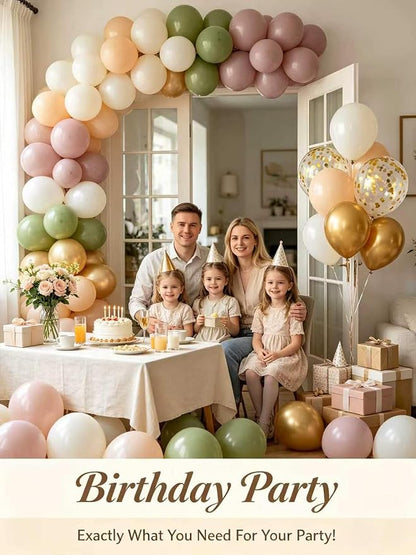 Pink and Green Balloons 12 Inch 60 Pcs Sage Green Dusty Pink Sand White - Image 2