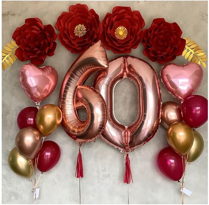 Rose Gold 60 Number Balloons, 40 Inch Big Giant Jumbo 60 Balloon Numbers Rose - Image 7