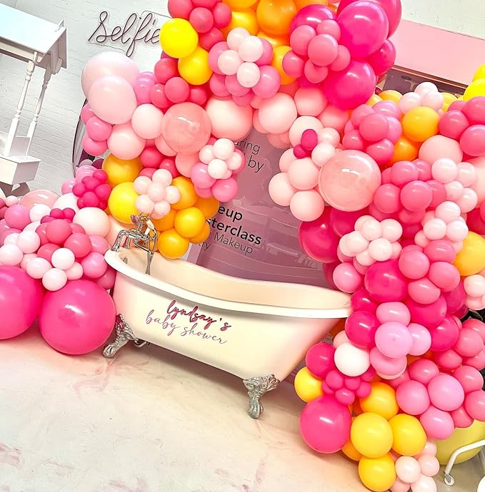 Pink and Yellow Balloons Garland Arch Kit 150Pcs - Image 4