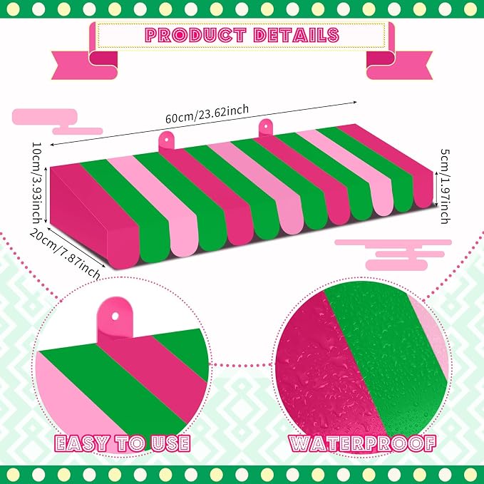 Boao 4 Pack Circus Awning Decoration 3D Stripe Cardboard Awning Carnival Wall - Image 2