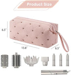 Large Quilted Hair Tools Travel Bag with Bow Pattern,Waterproof Hair Styling Accessories Storage Case for Shark FlexStyle, Dyson Airwrap Hair Dryer, Curling Iron, Revlon Hair Tools(Pink)
