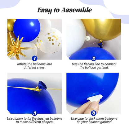 Royal Blue and Gold Balloons Arch Kit - Image 3