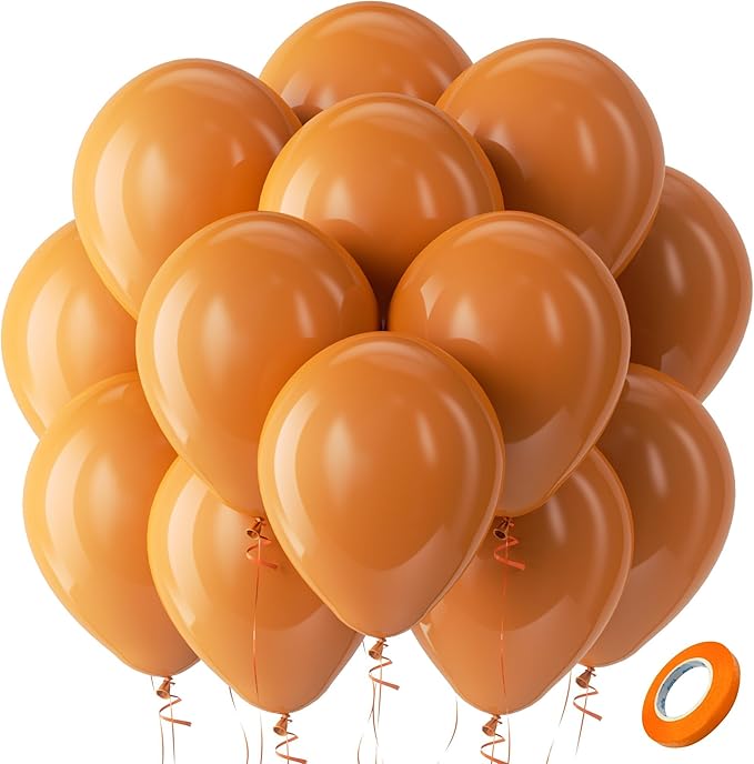 Bezente Burnt Orange Latex Party Balloons 100 Pack 12 inch | Dusty Retro by Bezente