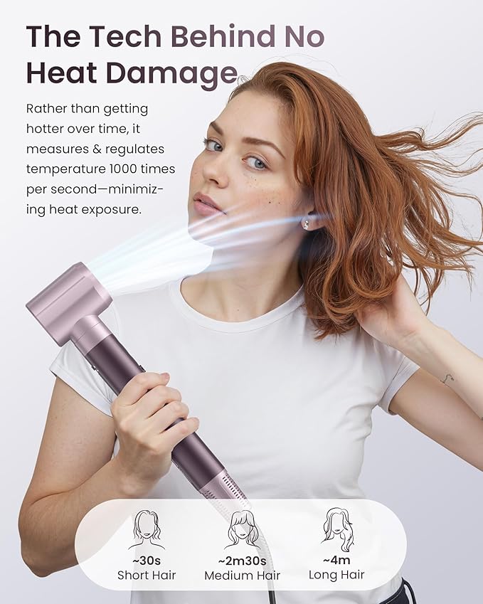 Dual Voltage Hair Dryer Brush for Travel – 5 in 1 Air Styler with High-Speed Blow Dryer, Anti-Frizz, Compact Design with Travel Bag, Ideal for Europe & Worldwide Use (100V–240V) Gift for Women