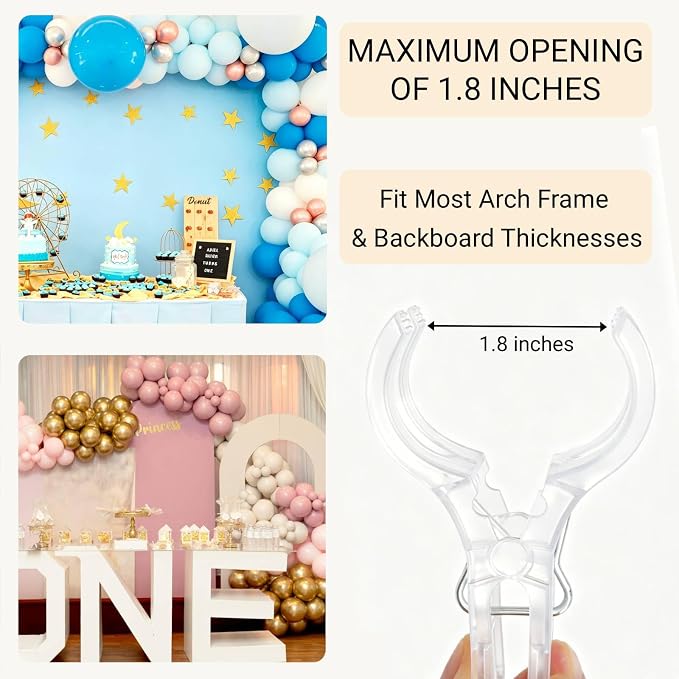 10 Pcs Balloon Arch Clips, Strong Reusable, 3.5'' Grip Clips - Image 3