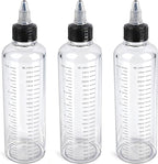 3 Pack Hair Oil Bottle, 8.5oz Plastic Squeeze Oil Applicator Bottle for Hair Scalp Root Dye Twist-On Top Tip Cap with Clear Graduated Scale