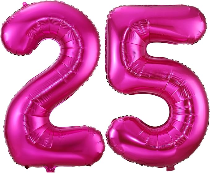 Hot Pink 25 Balloon Numbers, 40 Inch 25 or 52 Birthday Balloon Foil Mylar by BBPOOL