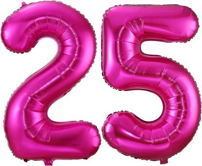Hot Pink 25 Balloon Numbers, 40 Inch 25 or 52 Birthday Balloon Foil Mylar by BBPOOL