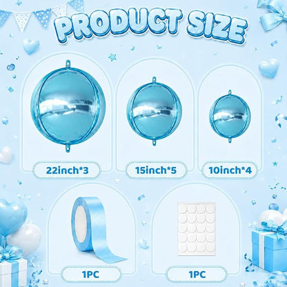 Light Blue Round Foil Balloons - Image 2