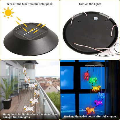 Toodour Solar Wind Chime, Color Changing Wind Chimes Dog | LED Decorative Mobile - Image 4