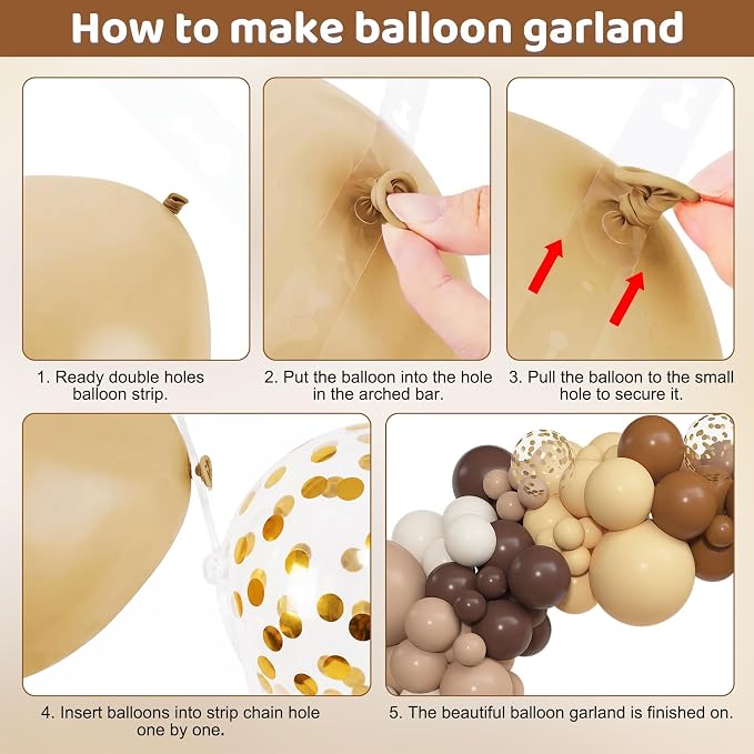 Amandir 153pcs Dark Light Brown Balloon Garland Arch Kit Different Sizes | 18 - Image 3