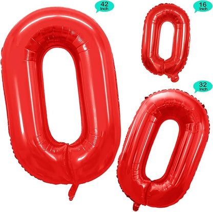 Red Foil Balloons Number 0 for 10th 20th 30th 40th 50th 60th 70th 80th 90th - Image 2