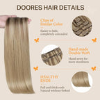 DOORES Clip in Hair Extensions Balayage Medium Copper to Sandy Blonde 120g 7pcs 16 Inch, Real Human Hair Extensions Clip in Straight Natural Remy Weft