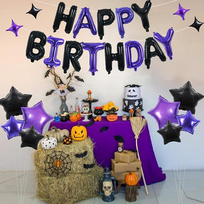 TONIFUL Black Purple Birthday Decoration Kit 16 Inch Happy Birthday Balloon | - Image 5
