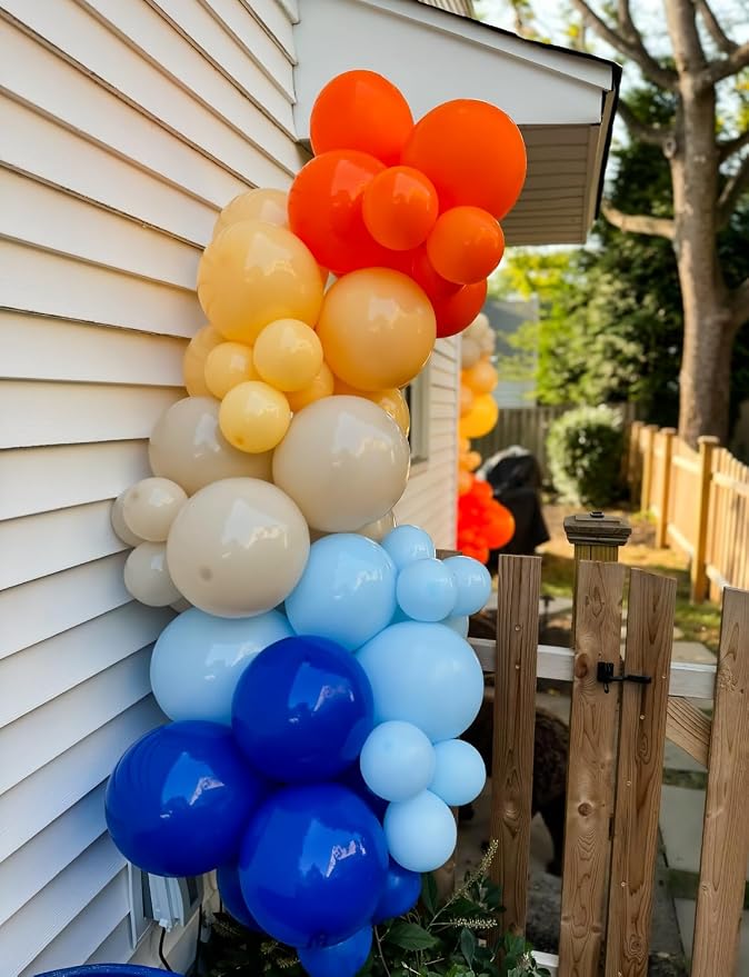 Blue and Orange Balloons, Light Blue Nude Latex Balloon - Image 6