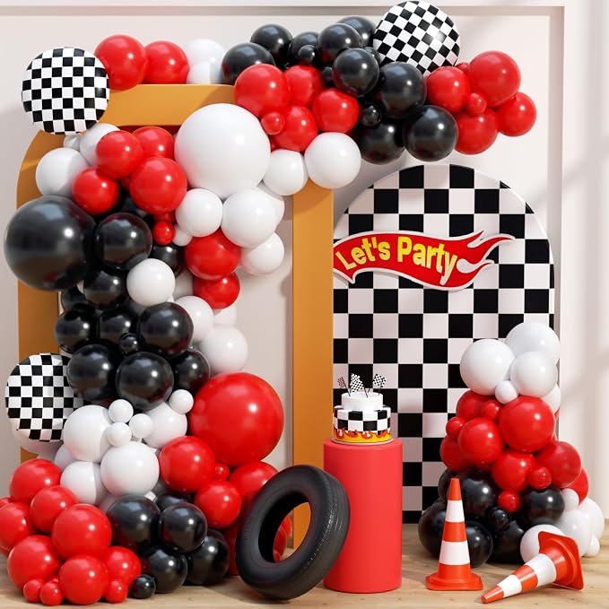 153Pcs Race Car Balloon Garland Arch Kit by Unknown