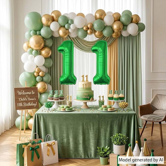 Green Number 11 Balloon 40 Inch, Shiny Foil Duo of Your Special Celebration | - Image 6