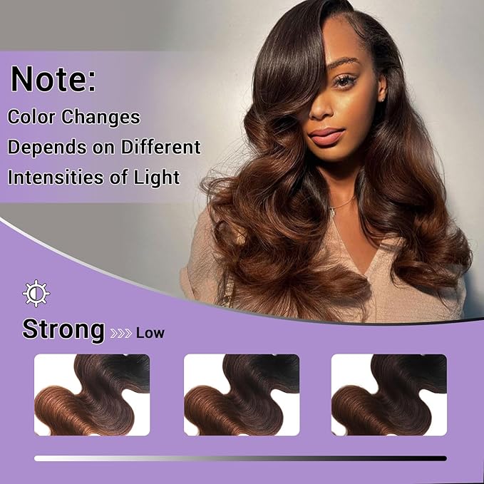 Ombre 5x5 Lace Closure Body Wave Chestnut Brown T1B/2/30 5x5 Transparent hd Lace Closure 100% Real Human Hair 20Inch 150% Density