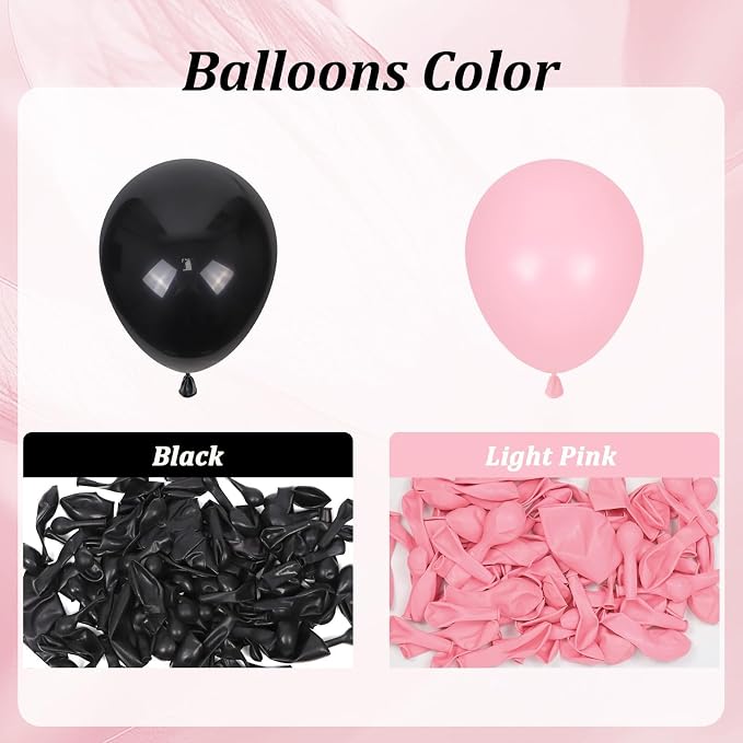 155pcs Pink and Black Balloon Arch Kit - Image 4