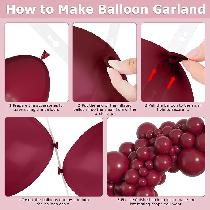 Amandir 153pcs Burgundy Balloons Arch Garland Kit Different Sizes | 18 12 10 5 - Image 5