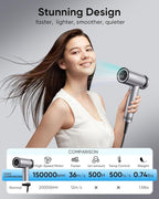 Cosy Companions Hair Dryer - High-Speed 150,000 RPM Hairdryer for Fast Drying, 500Million Negative Ionic & Thermo-Control & Cool Shot Button & HD Display Blow Dryer with Magnetic Diffuser & Nozzle