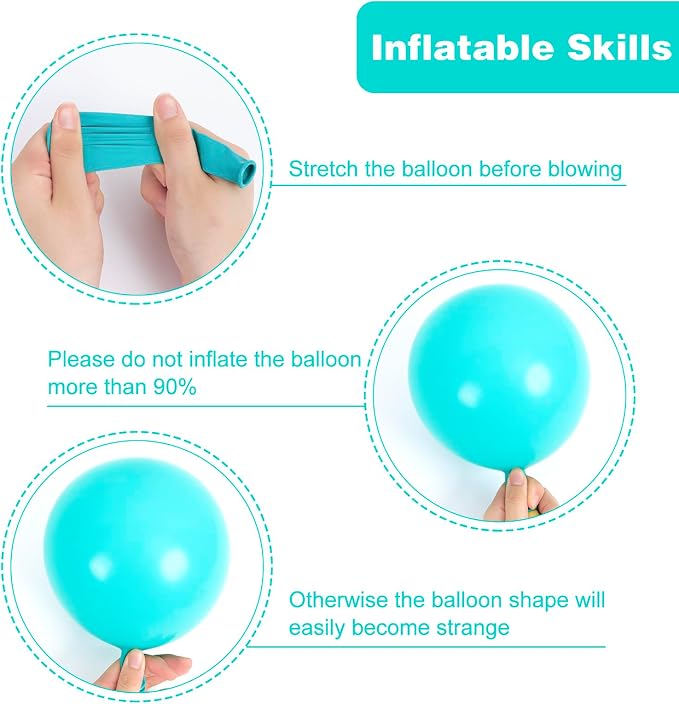 RUBFAC 135pcs Teal Blue Balloons Different Sizes 18 12 10 5 Inch Turquoise Teal - Image 4