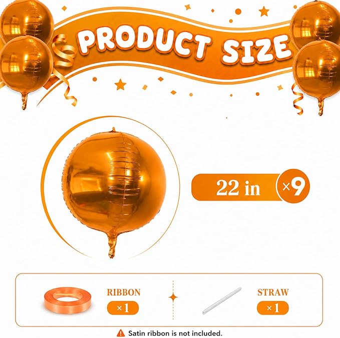 Orange Round Foil Balloons - Image 2