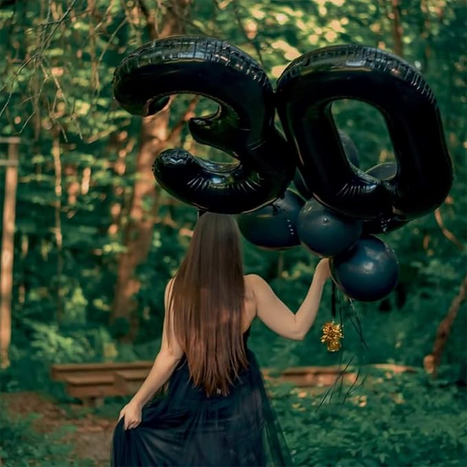 Black Number 0 Balloon for Girls Boys, 40 Inch Large Number 0-9 Foil Mylar - Image 3