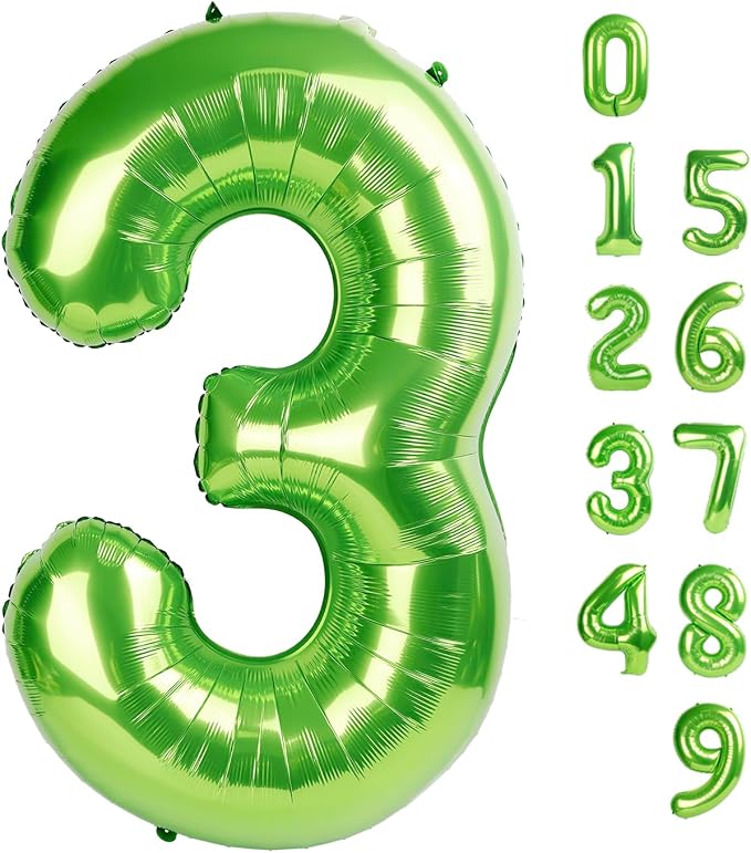 3 Balloon Number 40 Inch Light Green Balloons by Mluchee