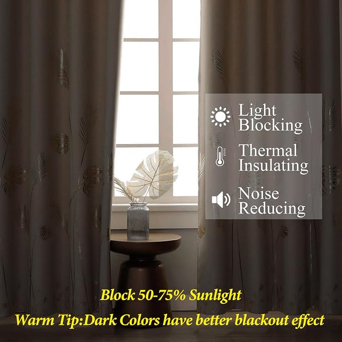 Palm Tree and Wheat Curtains Blackout Energy Saving Curtains Light Filtering - Image 6