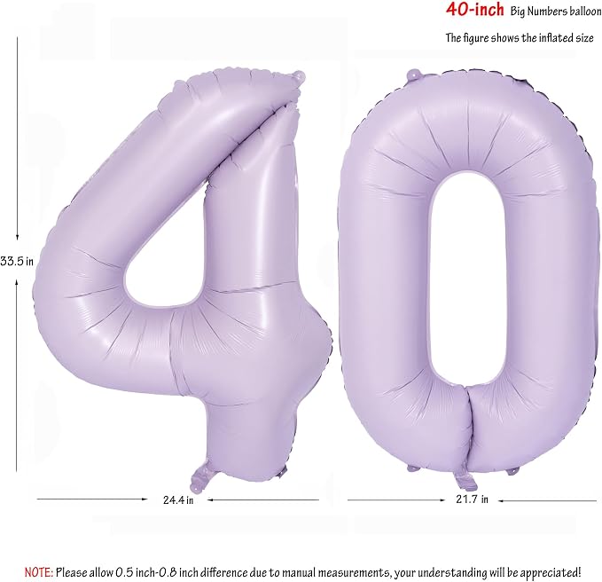 40 In Matte Purple Number Balloons Helium Foil Mylar Balloon Digital 40 | - Image 2