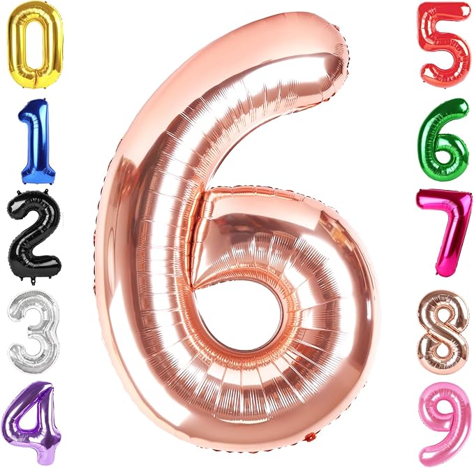 40 In Rose Gold Number 6 Balloon, 6th Birthday Party Decorations by Hadoife