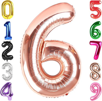 40 In Rose Gold Number 6 Balloon, 6th Birthday Party Decorations by Hadoife