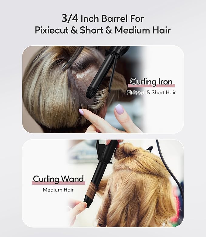 FARERY Mini Curling Iron Dual Voltage, 3/4 Inch Travel Curling Iron with 3 Adjustable Temp, Auto-Off, Ceramic Mini Hair Curler with Argan Oil &Keratin Infused, Travel Size Curling Wand with StorageBag