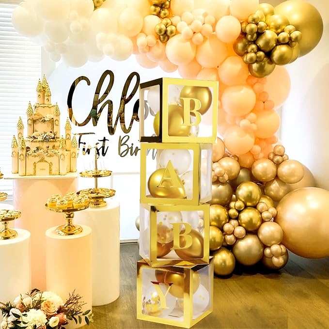 Voircoloria Baby Boxes with Letters, 4 Transparent Balloon Boxes | - Image 3