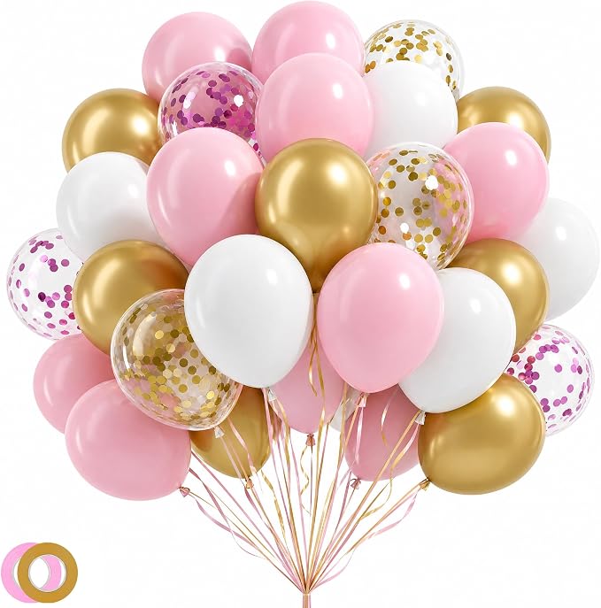 LovesTown Pink Gold and White Balloons by Lovestown