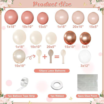 Dusty Pink Balloon Arch Kit Retro Blush Pink Balloon Garland Kit | 126Pcs - Image 6