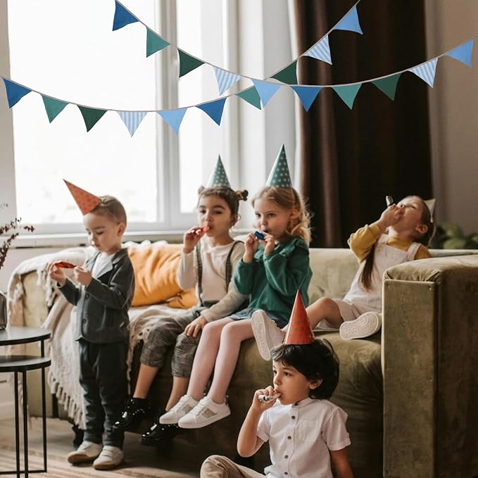 2Pcs Triangle Bunting Flag No-DIY Cotton Fabric Garland Reusable Party Banner - Image 3