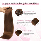 Pro2.0 Remy Clip in Extensions Real Human Hair Color #33 Dark Auburn Copper Remy Clip in Hair Extensions Real Human Hair 18inch 120g Thick 7pcs Seamless Double Weft for Women（#33-18inch）