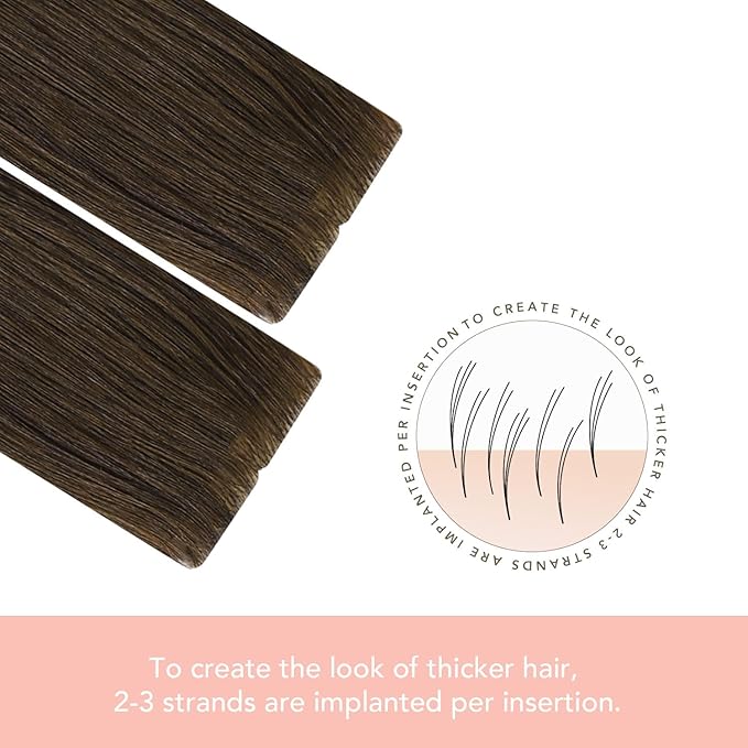 Sindra Invisi Edge Tape in Extensions Human Hair, 22 Inch 60g 20pcs Invisible Seamless Extensions Real Human Hair Medium Brown Injected Tape ins