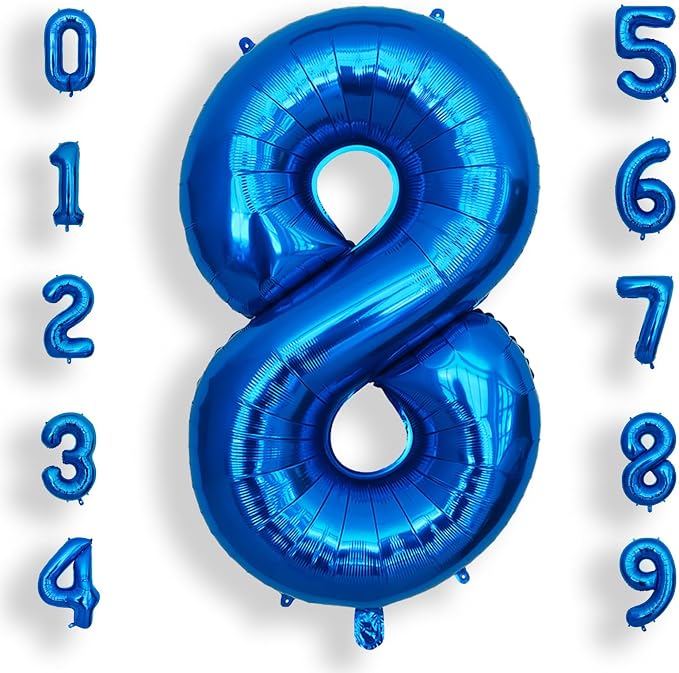 AULE 40 Inch 8 Blue Balloon Number Foil 0-9 Birthday Big Numbers | Birthday by AULE