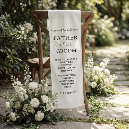 HunnmingRe Groom Father Wedding Memorial Reserved Chair Sign Banner in Loving - Image 8