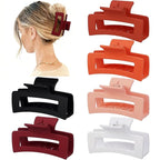 3.5 Inch Medium Hair Claw Clips 6 Pack Hair Clips for Women Square Rectangle Claw for Hair Banana Jaw Clips Hair Accessories for Girls (Orange)