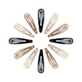 Metal Snap Hair Clips Water Drop No Slip Hair Barrettes for Women Large Hair Clips For Thick And Thin Fine Hair,Black Brown Beige,2.67 x 0.7 Inches,12 PCS