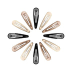 Metal Snap Hair Clips Water Drop No Slip Hair Barrettes for Women Large Hair Clips For Thick And Thin Fine Hair,Black Brown Beige,2.67 x 0.7 Inches,12 PCS
