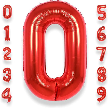 AULE 40 Inch Red 0 Balloon Number Foil 0-9 Birthday Big Numbers | Birthday by AULE